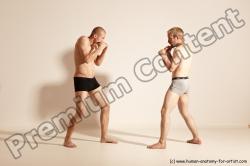 Underwear Martial art Man - Man White Moving poses Slim Short Blond Dynamic poses Academic